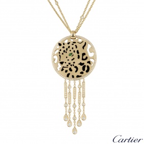 Cartier Yellow Gold Diamond, Garnet And Lacquer Panthere Necklace CRN7065400